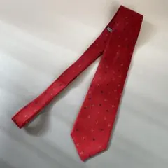 極美品 ブルガリ シルク100％ 総柄 ネクタイ ビジネス メンズ レッド系