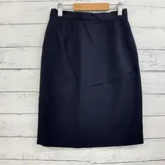 ウール ひざ丈スカート ネイビー M相当 秋冬 フォーマル レディース タイト