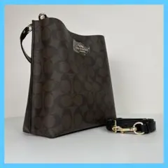 【COACH】 タグ有り ショルダー バッグ シグネチャー ダークブラウン