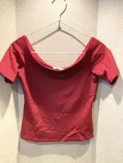 オフショルダー 半袖 Tシャツ レッドのサムネイル