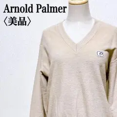アーノルドパーマー　シンプル無地ベーシック ベージュ Vネックニット