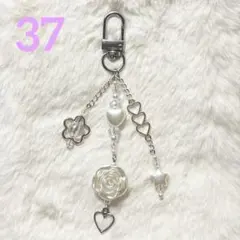 ビーズキーホルダー ストラップ コレクトブック ホワイト ハート 花 星 y2k