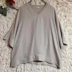 【エンスウィート】(M) Vネックカットソー 無地 モカ レーヨン混 通勤のサムネイル