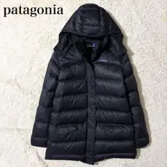 【極美品】パタゴニア ダウンコート 2way ミドル丈 ロゴ入り ブラック 黒