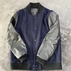 【美品】grn ネイビー 牛革　ジャンパー　Lサイズ　異素材　冬　春　秋