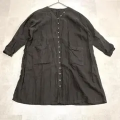 ソラ様専用】08Mab リネン100％ ピンタック半袖シャツワンピース