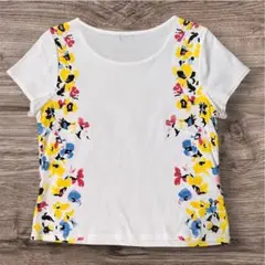 美品クイーンズコート　花柄プリント 半袖カットソー Tシャツ Mのサムネイル
