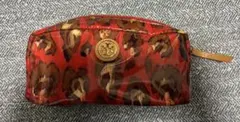 TORY BURCH トリーバーチ　赤のアニマル柄のエナメルポーチ