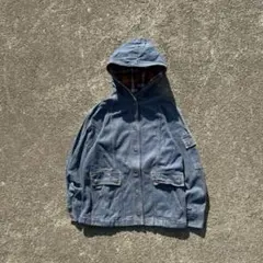 90s vintage デニムジャケット　パーカー　古着　裏地チェック　メンズ