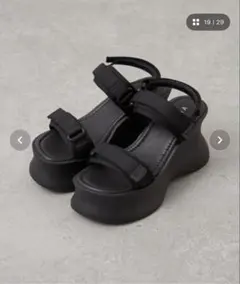 【Mavie..7】プラットフォームサンダル　Lサイズ　ブラック　黒のサムネイル