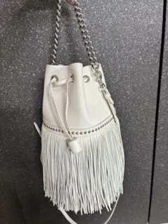 美品　J&M DAVIDSON フリンジ カーニバル ホワイト バッグ　M