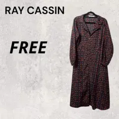 RAYCASSIN ネイビー FREE ワンピース ボタニカル柄 花柄 お洒落