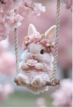 ダイヤモンドアート　うさぎ　桜　ブランコ