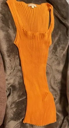 demylee ノースリニット　スクエアネックニット　リブタンク　オレンジ