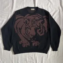 90s KRIZIAUOMO イタリア製 アニマルデザイン ニット ブラック 虎