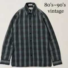 80's 90's LA STRADA 台湾製 チェックシャツ ポリコットン