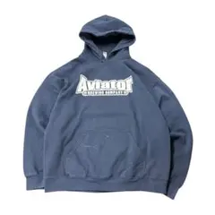 企業ロゴプリントパーカー　古着　 GILDAN製　ネイビー　7Aa