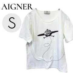アイグナー 半袖Tシャツ ( S サイズ ) 飛行機モチーフ カットソー 白のサムネイル