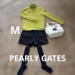 【PEARLY GATES 】タートルセーター黄色系 と紺ショートパンツMセット