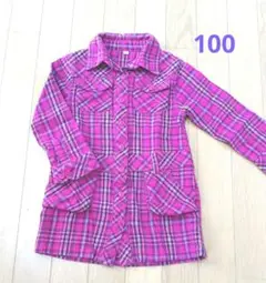 ピンク　ネルシャツ　チュニック　100cm