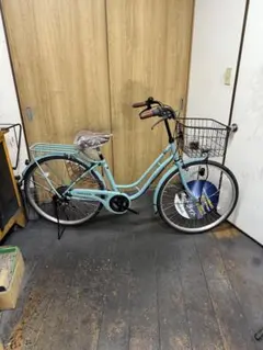 アサヒサイクル 26インチ　6段変速　青色 前後バスケット付き　ライトは自動 アサヒサイクル 26インチ 6段変速 青色 前後バスケット付き ライトは