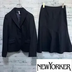☆羊毛&カシミヤ☆ニューヨーカー　スカートセットアップ　美品　ピンストライプ