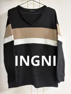 INGNI Vネック ニット マルチボーダー 長袖