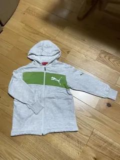 Puma プーマフード付きジャージ 140サイズ グレー/グリーンA256