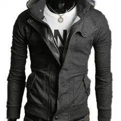 〈ダークグレー XL〉  ライダース ジャケット