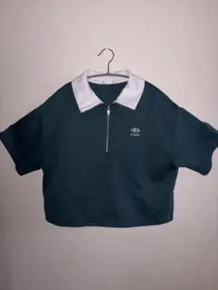 COLZA ハーフジップ 半袖シャツ ダークグリーン Mのサムネイル