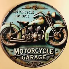 バイク　アルミ盤　アンティーク　看板　飾り物　オートバイ　クラシックバイクのサムネイル