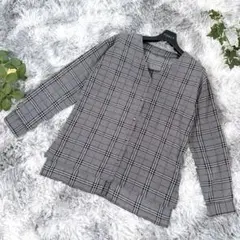 美品✨VICKY ビッキー グレンチェック柄 Vネックブラウス シャツ サイズ2のサムネイル
