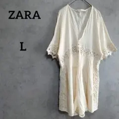 【まま様専用】ZARA 　ザラ　オールインワン　刺繍　レース　アイボリー　L