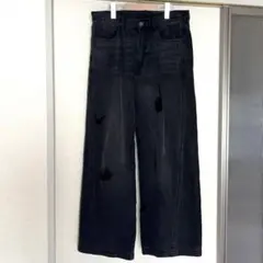H&M バギーデニム ブラック 30