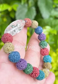 絆を強める✨☆水晶天珠・カラーラヴァーストーン・☆ブレスレット