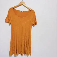 Forever21 フォーエバー オレンジ カットソー 半袖ワンピース 【XL】