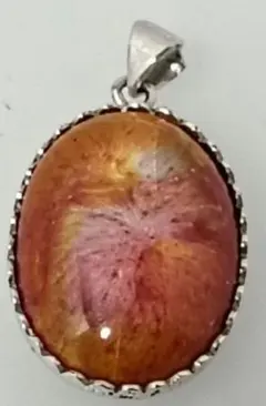 天然石　サンストーン　ペンダントトップ　シルバー