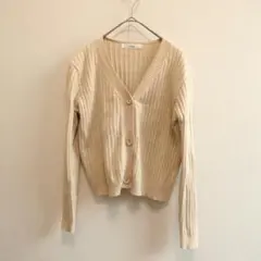 fifth Vネック リブニットカーディガン　ベージュ　M
