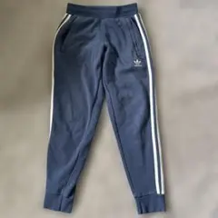 adidas ブルー　ジョガーパンツ ストライプ