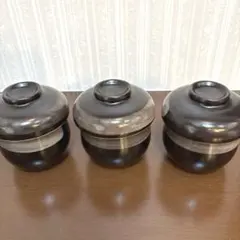 新品！茶碗蒸し器 蒸し碗 蓋付き 3客セット 和食器 蓋物 小鉢 陶器のサムネイル