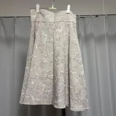 花柄 フレアスカート バックレースアップ グレーのサムネイル