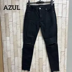 AZUL ブラック スキニーデニム ダメージ加工