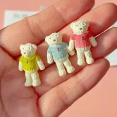 ミニチュア雑貨 ミニホワイトテディ三体セット テディベア ドールハウス