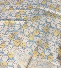 ちいかわ 生地 ブルー フェイス柄　105m×30cm