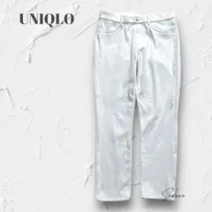 Y6060【ユニクロ】ウルトラストレッチクロップドレギンス L ホワイト 美脚