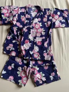 花柄 甚平 ネイビー 110cm