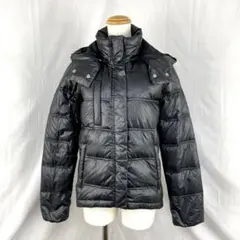 プーマ 2way フーデッドダウンジャケット フルジップ ブラックラメ ロゴ刺繍