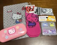 ハローキティ 5点セット (下敷き、メガネケース、靴下、レンズケース、小物入れ)