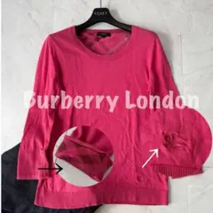 【ロゴ・ノバチェック】バーバリーロンドン　コットン　長袖ニット　ピンク　2サイズ