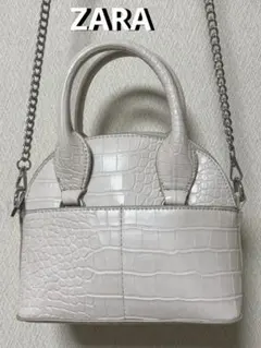 【美品】ZARA クロコ型押し 2WAY ミニハンドバッグ ショルダーバッグ